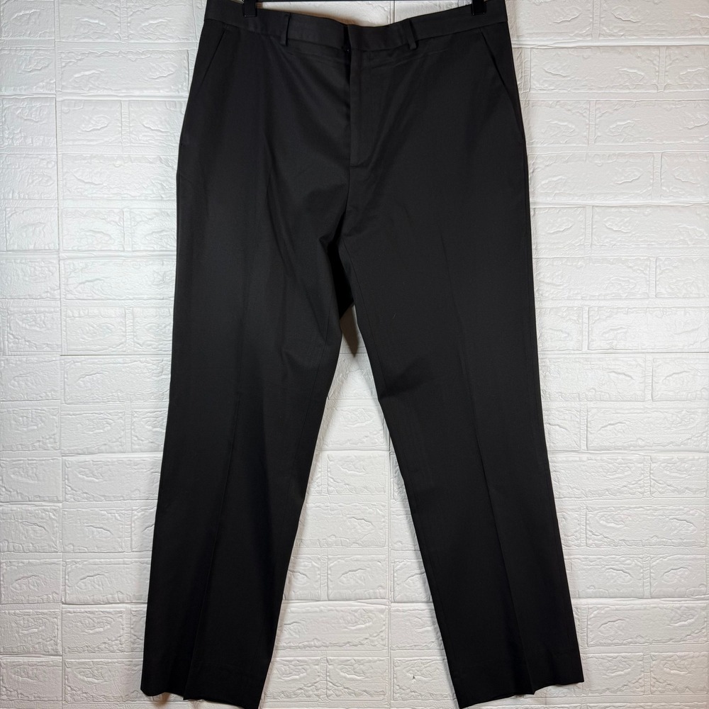 Calvin Klein Dress Pants Men 32x27 Black Slim Fit Flat Front Trousers